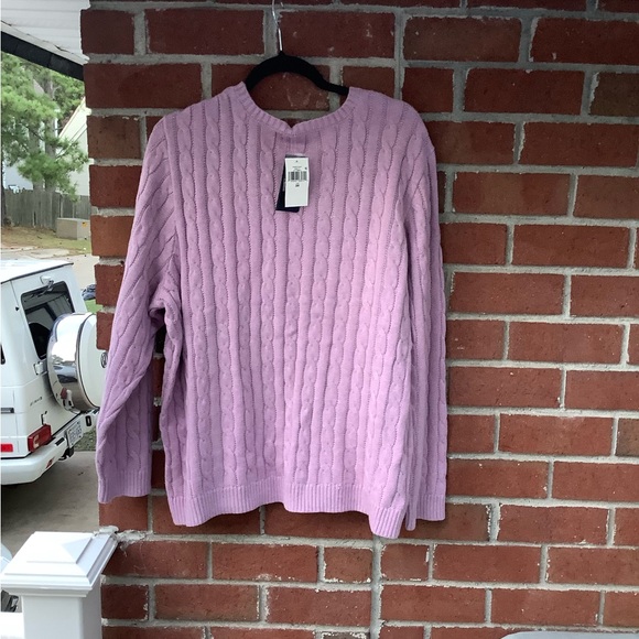 NWT Lauren Ralph Lauren Sweater Women's Sz 3X Purple Cable Knit Monogram Crest P - Picture 2 of 6